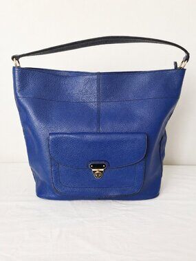 Banana Republic Melissa Large Blue Pebbled Leather Hobo Bag Tote Handbag Satchel